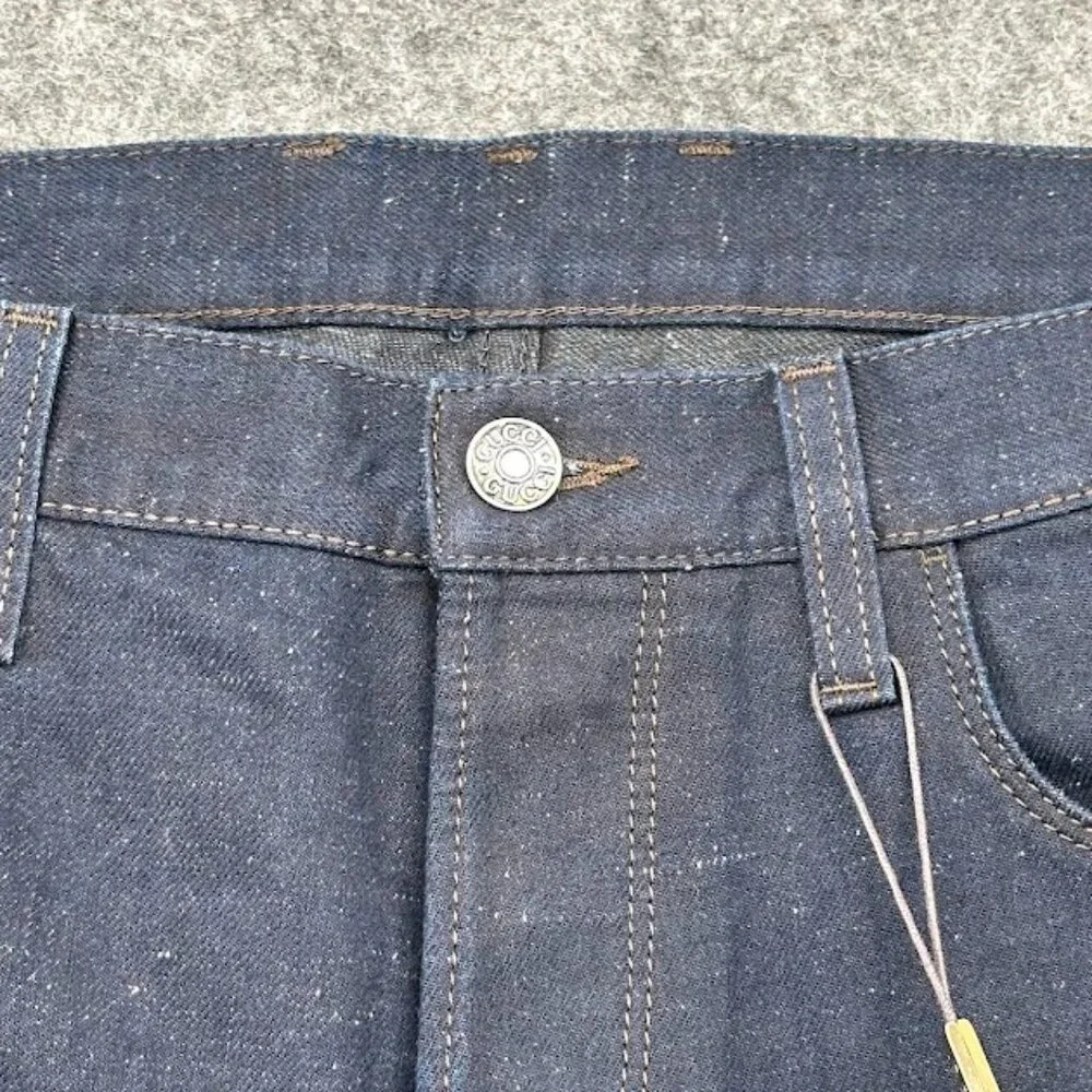 Gucci Dark Blue Denim Jeans‎ IT 48 US 33 Made in Italy Logo Pocket